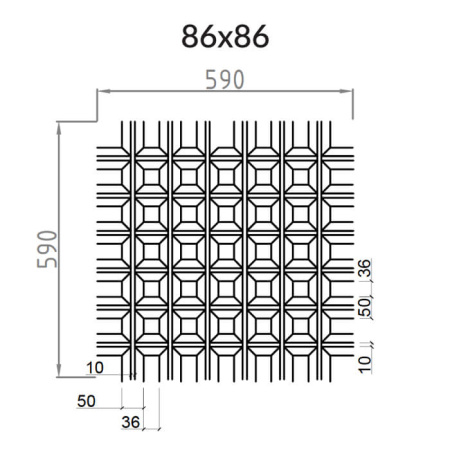 Грильято Пирамидальный ячейка 86х86мм, окраска по RAL, высота 42.5 мм, ширина 10 мм