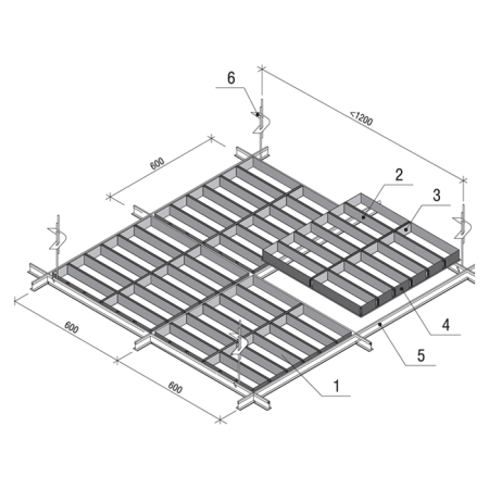 Грильято GL-15 Жалюзи ячейка 86x300, высота 37 мм, ширина 15 мм, суперхром