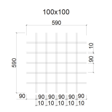 Грильято ячейка 100x100, высота 40 мм, ширина 10 мм, белый матовый